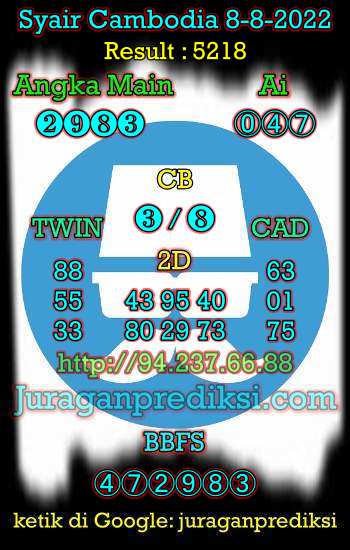 Prediksi Cambodia 8 Agustus 2022 hari ini kami ambil dari Syair cambodia 8 8 2022